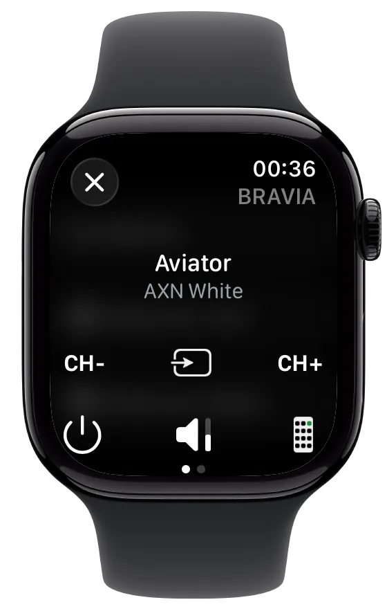 BRAVIA now-playing controls in Intellimote on Apple Watch Series 11